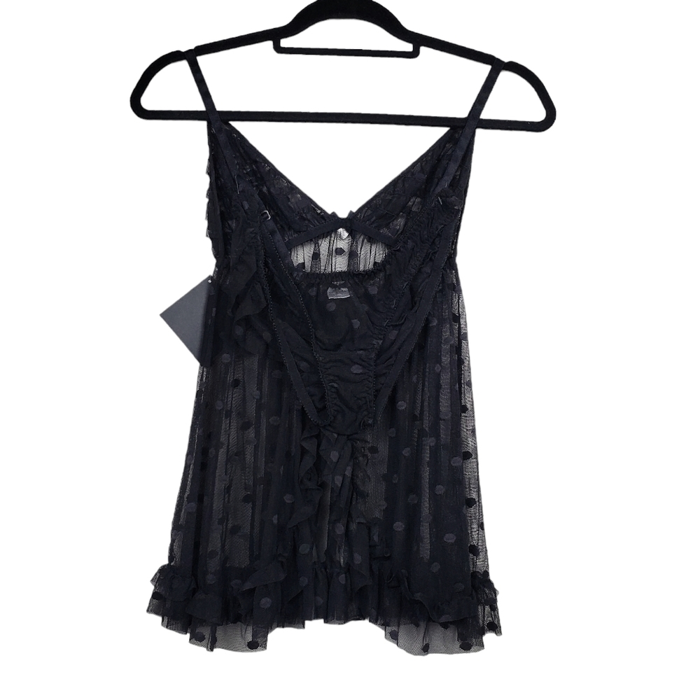 Seductivewear By Cinema Etoile Black Dot Sheer Mesh Babydoll Slip Size S NWT - Picture 6 of 8